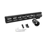 HWZ 7" 9" 10" 12" 13.4" 15" 17" Inch AR15 Free Float for Mlok Compatible Keymod Handguard for Hunting Trail Tactical Rifle Scope Mount w Steel Nut (12''-black)