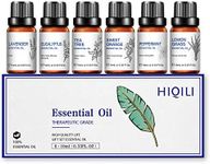 HIQILI Classical Essential Oils Set, Pure Essential Oil, Lavender Tea Tree Eucalyptus Peppermint Orange Lemongrass for Diffusers Home Humidifier Candle Soap Making -6x10mL
