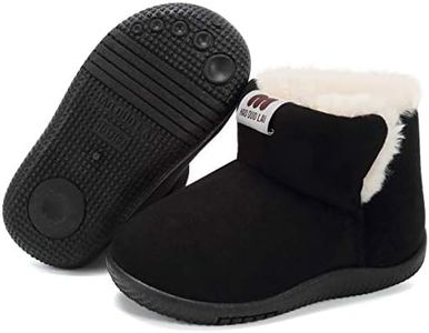 KEESKY Little Boy Winter Warm Boots Toddler Size 10 M Black Suede Fur Lined Winter Warm Kids Footwear Shoes