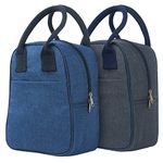 FATMUG Lunch Hand Bag-Tiffin Bag for Men Women Insulated Eco-Friendly-Oxford Fabric-Set of 2(Dark Grey, Navy Blue)