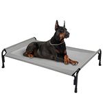 Veehoo Elevated Dog Bed, Outdoor Raised Dog Cots Bed for Large Dogs, Cooling Camping Elevated Pet Bed with Slope Headrest for Indoor and Outdoor, Washable Breathable, X-Large, Grey, CWC2204