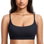 DOBREVA Women's Seamless Bra Non Wired Padded Comfort Sports Bralette 2 Pairs Removable Pads Black XL