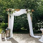 White Wedding Arch Draping Fabric, 63" x 32Ft Wedding Arch Drapes Tulle Fabric Drapery Sheer Backdrop Curtains for Wedding Ceremony Arch Stage Party Ceiling Décor