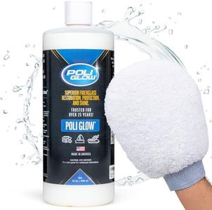 Poli Glow Boat & RV Polish Kit with Applicator Mitt - 32 oz High-Gloss Fiberglass Polish for Boats and RVs - Easy to Apply, Long-Lasting Shine - Hydrophobic Boat Cleaner - UV Protection - 2-in-1 Kit