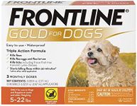 Frontline Gold Flea & Tick Treatment for Small Dogs Up to 5 to 22 lbs. Pack of 3