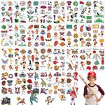 30 Sheets Temporary Tattoos Kit for Kids, 289Pcs Fake Cute Tattoo Stickers Waterproof, Birthday Party Favor (Basketball & Football & Baseball)