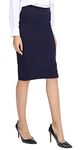 Urban CoCo Women's Elastic Waist Stretch Bodycon Midi Pencil Skirt (M, Navy Blue)