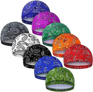 Tarpop 10 Pcs Men Cooling Skull Caps Welding Hard Helmet Liner Cycling Skull Caps Wicking Beanie Do Rag Head Wrap for Men(Mixed Style)