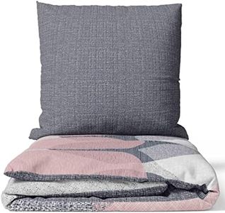 Leonado Vicenti Juego de ropa de cama de 4 piezas, algodón reforzado, 155 x 220 cm, diseño de círculos, color rosa y gris