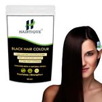 Natural Hair Colour HAIRTIQUE Damage Free, No Ammonia 6 Organic Herbal Extracts 100% Grey Coverage & Long Lasting Hair Color (100 Grams, Black)