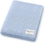 Organic Ribbed Swaddle Blanket for Boys & Girls - 100% Luxury Organic Soft Cotton Knit Warm Cozy Cuddle Stroller Crib Blanket for Newborns, Infants, & Toddlers (Sky Blue)