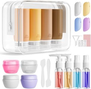 Muslish 21 Pack Travel Bottles for Toiletries, Leak-Proof TSA Compliant Silicone Travel Size Containers for Shampoo and Conditioner, BPA Free with Toiletry Bag (Apricot)
