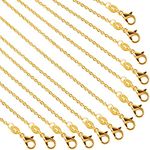 SANNIX 50 Pack Gold Plated Necklace Chains Cable Chain Necklace Bulk for Jewelry Making Supplies, 20 Inches