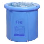 G Ganen Ice Bath Hot SPA Tub Unisex Portable Foldable Inflatable 3 Layer PVC Freestanding Bathtub, 29.5 Inch Blue