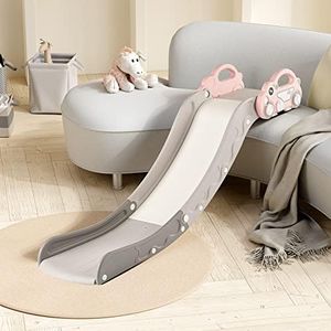 DUKE BABY Kids Indoor Sofa Slide Stair Slide Attachment to Toddler Bed and Nugget Couch, Best Accessory to Toy Playground and Bedroom —— Pink Car