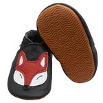 Mejale Baby Shoes Toddler Boy Slippers Soft Rubber Sole Moccasins Infant Girl Walking Shoes(Black,Fox,6-12 Months,M)