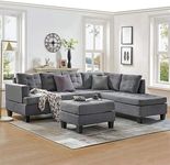 Homeify Alora Fabric 5- to 6-Person Sofa L Shape Sofa Set (Right Side,Grey)