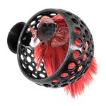 byMazy Cave Lounge, Hideout Fish Tank Ornament with Suction Cup for Betta, Fish and Shrimp to Swim-Through, Hide, Rest - Aquarium Decoration with Plant Holder (Small, Black)