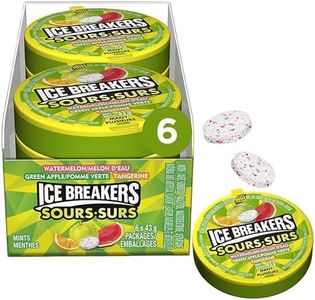 ICE BREAKERS Fruit Sours Mints, Mint Candy, Good for Family to Share, Candy Bulk Box, Sugar Free, 43 Gram (6 Count), Package May Vary