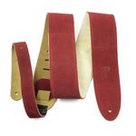 Perri’s Leathers Ltd. - Guitar Strap - Suede - Sheepskin Pad - Red - Adjustable - For Acoustic/Bass/Electric Guitars - Made in Canada (DL325S-203)