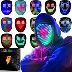 MEGOO Led Mask with Gesture Sensing Transforming,Light Up Luminous Digital Glow Mask for Halloween Rave Dj Party Masquerade