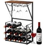 LIANTRAL Wine Racks Countertop, Hold 12 Bottles and 6 Wine Glass Rack Wine Holder, Freestanding Wine Rack for Home, Kitchen, Bar, Wine Cellar, Cabinet