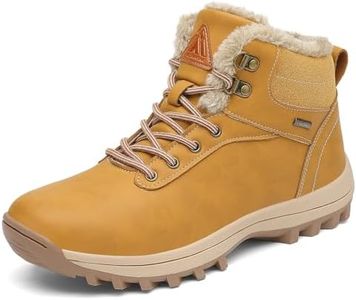 Mens Insulated Snow Boots Women's Hiking Boots Non-Slip Casual Outdoor Warm Fashion Men's Ankle Snow Shoes Trekking Walking Running Khaki 15 Women/13.5 Men