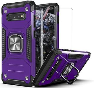 S10 Plus Case Galaxy S10 Plus Case Samsung S10 Plus Cases with 3D PET Screen Protector,AYMECL Rotating Holder Kickstand Non-Slip Hybrid Rugged Case for Samsung Galaxy S10 Plus Purple