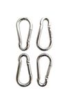 Prospo 10x100mm Stainless Steel Spring Snap Hook Carabiner/Hook Swing Connector/Heavy Duty Multipurpose (Silver) - Pack of 4pc (10 MM)