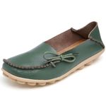 WUIWUIYU Womens Casual Slip-On Lace-up Halloween Costumes Penny Loafers Flats House Slippers Homes Shoes Moccasins Dark Green Size 4