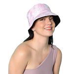 Haute Sauce Women Pink and White Tie-Dye Print Bucket Hat for Outdoor Everyday Wear | UV Protection | Lightweight | Foldable | Packable | Latest Stylish Casual Headwear for Women & Girls