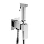 Gaosin Handheld Bidet Sprayer Warm Water, Square Bidet Hand Held Sprayer Shattaf Bathroom Attachment for Toilet with Concealed Brass Hot and Cold Mixing Valve Chrome