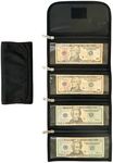 Money Wallet Organizer for Cash with 4 Zippered Pockets - Handy Currency Organizer & Cash Envelope Wallet - Ideal Money Holder for Bills, Coins, Foreign Currencies and Travel - Black