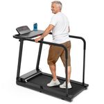 Redliro Treadmill for Seniors with Long Handrails - Recovery Machine for Walking 300 lbs Weight Capacity - Walking Treadmill Elderly with Desk & Cup Holder(Glossy Black)