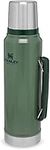 Stanley Classic Legendary Bottle 1L / 1.1QT Hammertone Green ? BPA Stainless Steel Thermos | Keeps Cold or Hot for 24 Hours | Leakproof Lid Doubles as Cup | Dishwasher Safe |