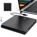 PeroBuno External CD DVD +/-RW Drive USB 3.0 TYPE C Portable CD/DVD Player Burner Reader Writer Optical CD ROM Disk Drive for Laptop Desktop PC iMac MacBook Pro/Air Windows 11/10/8/7/XP Linux Mac OS