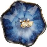 Ceramic jewelry dish,gifts for women her leaf jewelry Plate trinket key tray small ring dish holder nightstand decor home decor Christmas Birthday Friendship Gift for friend girl colleague (Blue)