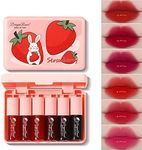 6 Colors Lip Tint Stain Set, Korean Lip Gloss Tint Plumping Mini Liquid Lipstick, Multi-use Lip and Cheek Tint, Long lasting Non-Stick Cup Waterproof, Vivid Color