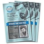 Fuss Free Naturals Hydrating Sheet Face Mask For Men With Beards + Facial Hair, Mens Skincare Bamboo Sheet Mask with Argan Oil + Brightening Vitamin C - Pack of 3 Sachets