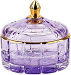 ALAMHI Crystal Candy Jar Apothecary Decorative Jars with Lids Purple Storage Jewelry Glass Trinket Box Cute Candy Dish with Lid for Candy Buffet Gift Ideas, for Women