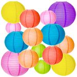 Paper Lantern, MEZOOM 20pcs Chinese Round Lanterns Assorted Colours and Sizes Paper Lampshades Hanging Decorations for Garden Birthday Party Family Gathering Patios Decor