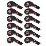 12pcs Golf Iron Putter Head Covers Headcover Set Black & Red Fit All Brands Callaway, Ping, Taylormade, Cobra Etc.