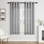 Aersas Grey Curtains 63 Inch Length for Dining Living Room 2 Panel Grommet Light Filter Semi Sheer Curtains Modern Neutral Farmhouse Linen Drapes for Kids Nursery Bedroom 63 Inch Dove Silver Gray