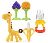 Alya Newborn The Cheeky Kidzz Baby Silicone Giraffe Teether|1 Banana|2 Fruit Shape Teether & Fruit Nibbler Teether And Feeder (Design 202),Assorted