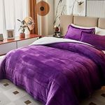 3-Layer Luxury Flannel Fleece Thick Bed Blanket Full Queen Size, Soft Plush Velvet Sherpa Blanket with 2 Pillow Shams Heavy Warm for Winter, Breathable n Washable, Purple