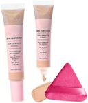 CC Cream Bb Cream Foundation, Skin Tone Adjusting Matte, Colour Correcting Brightening Face Cream, Full Coverage Foundation Anti-Redness with Triangle Powder Puff Set (Natural)