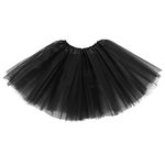 Molain Layered Tutu Tutus Skirt Dresses Dress Halloween Christmas Fancy Costume Stretchable Tie Dye Skorts Girls Women Princess Ballet Dance (Black)