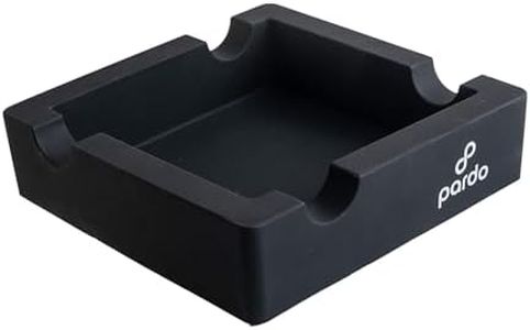 Pardo Cigar Unbreakable Cigar Ashtray for Outdoors- Large Ring Gauge Designed - Square Matte Black - Ideal for Large Cigars - Indoor/Outdoor Use - 4 Holder Design - 6x6x1.5 inches