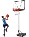 Basketball Hoop Portable Indoor Outdoor: 5ft-7ft Adjustable System with 33" Shatterproof Backboard and Stand Wheels for Kids (Black)