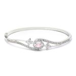 ZENEME Bracelet Rhodium-Plated Dribble Shape Pink American Diamond Studded Handcrafted Kada Openable Bracelet For Girls and Women